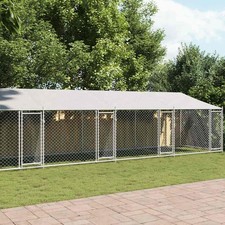 Dog Cage Grey Galvanized Steel 32.8x6.6x6.6 ft Durable Dog Cage