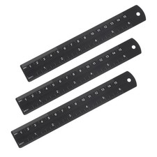 3 Stück Metalllineal, 15 cm Aluminiumlineal, Metall Lineal, Schwarz Gerade Li...