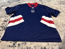 AJAX AMSTERDAM ICON JERSEY FOOTBALL SOCCER SHIRT RETRO ADIDAS BLUE MENS SZ LARGE