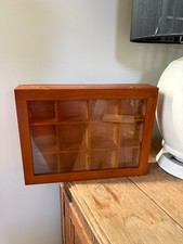 Wooden Display Cabinet Box 12 Compartments Glass Lid 26x32x6cm Cherry