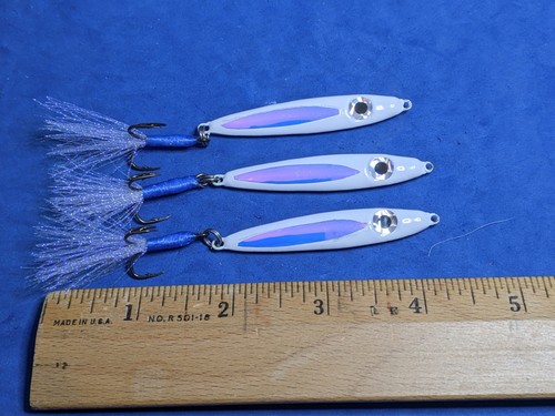 3 3/4 oz Shinner Minnow Lead Fishing Jig Casting Spoon Lure white Iridescent - Picture 3 of 6