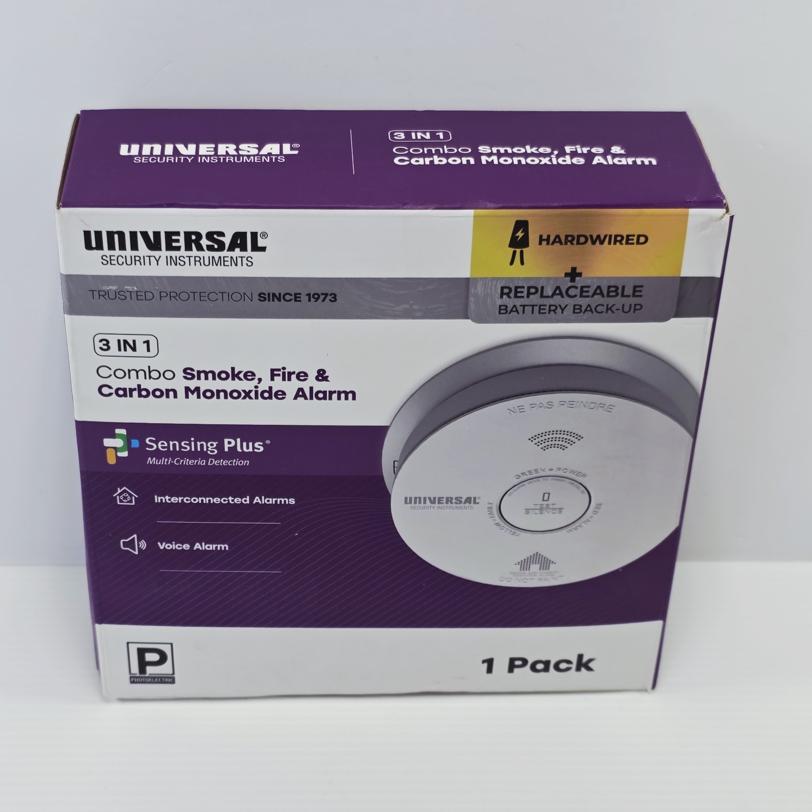 Universal 3 in 1, Smoke & Carbon Monoxide Alarm with Voice Alert,