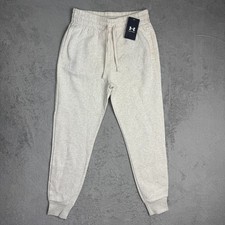 Under Armour Rival Fleece Jogger Pants Womens Small Light Heather Gray Logo