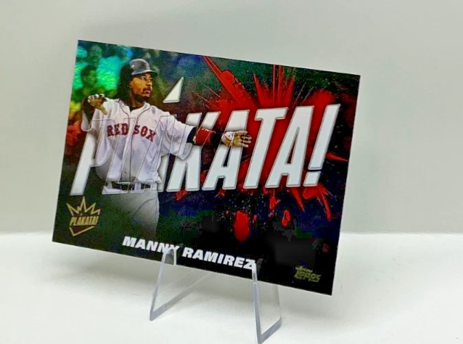 2025 Topps Serie 2 Manny Ramírez Plakata SSP Estuche Hit #PLAK-50 Medias Rojas Foto 3 de 4