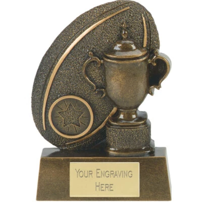 GLENWAY Rugby Trophäe Größe 15,0 cm KOSTENLOSE GRAVUR A1868D schwere Harzkonstruktion