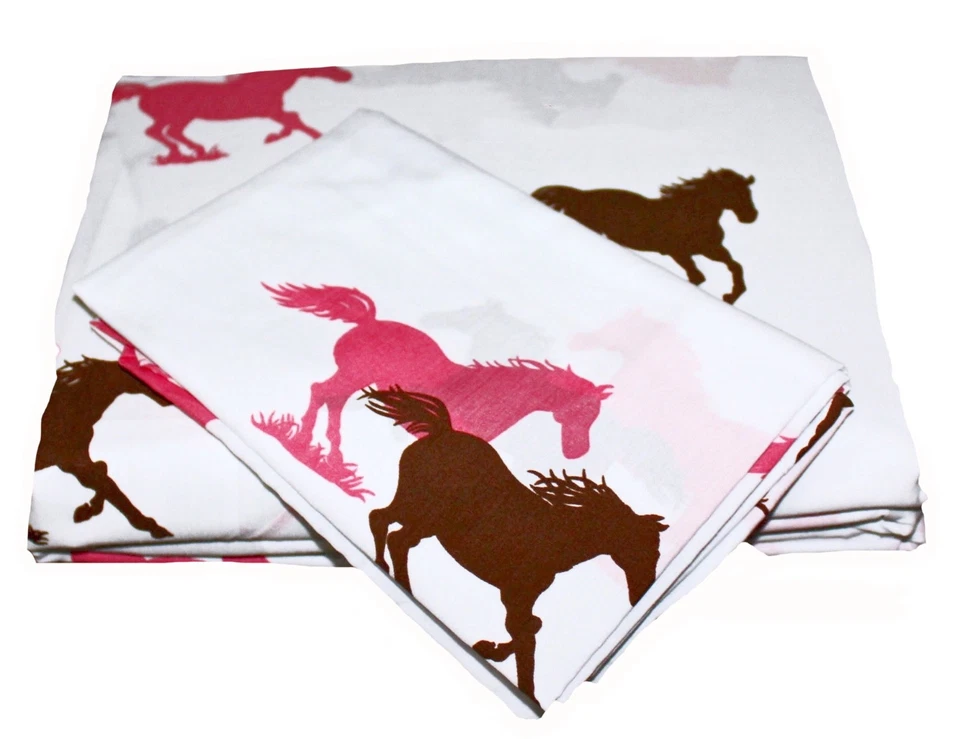 GIRLS PiNk Brown Horse PONY BANDANA Comforter Set w/Sheets+Backpack! (NO PILLOW) - Image 2 of 4