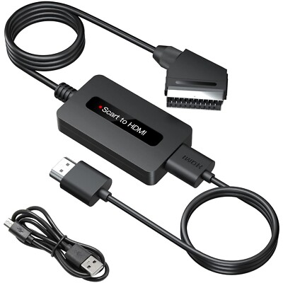 Scart auf HDMI Konverter Set inkl. Kabel für Fernseher und DVD-Player schwarz
