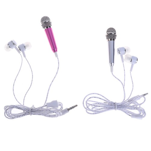 3.5mm Stereo Studio Mic KTV Karaoke Mini Microphone With Earphones/Stand Mou_kz - Zdjęcie 2 z 15