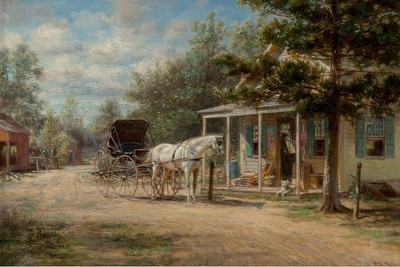 Store Horse Road Western 24 x 36 in Rolled Canvas Print Old West Painting