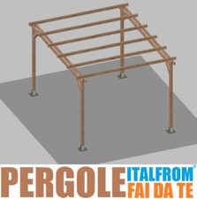 Pergola in Legno Impregnato Gazebo Tettoia Pompeiana Tassellare 3X4X2,5h 