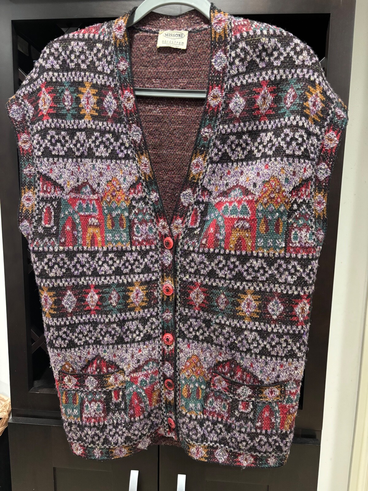 Vintage Missoni for Nordstrom Women Wool Sweater Vest; Button Front; Italy 42 In