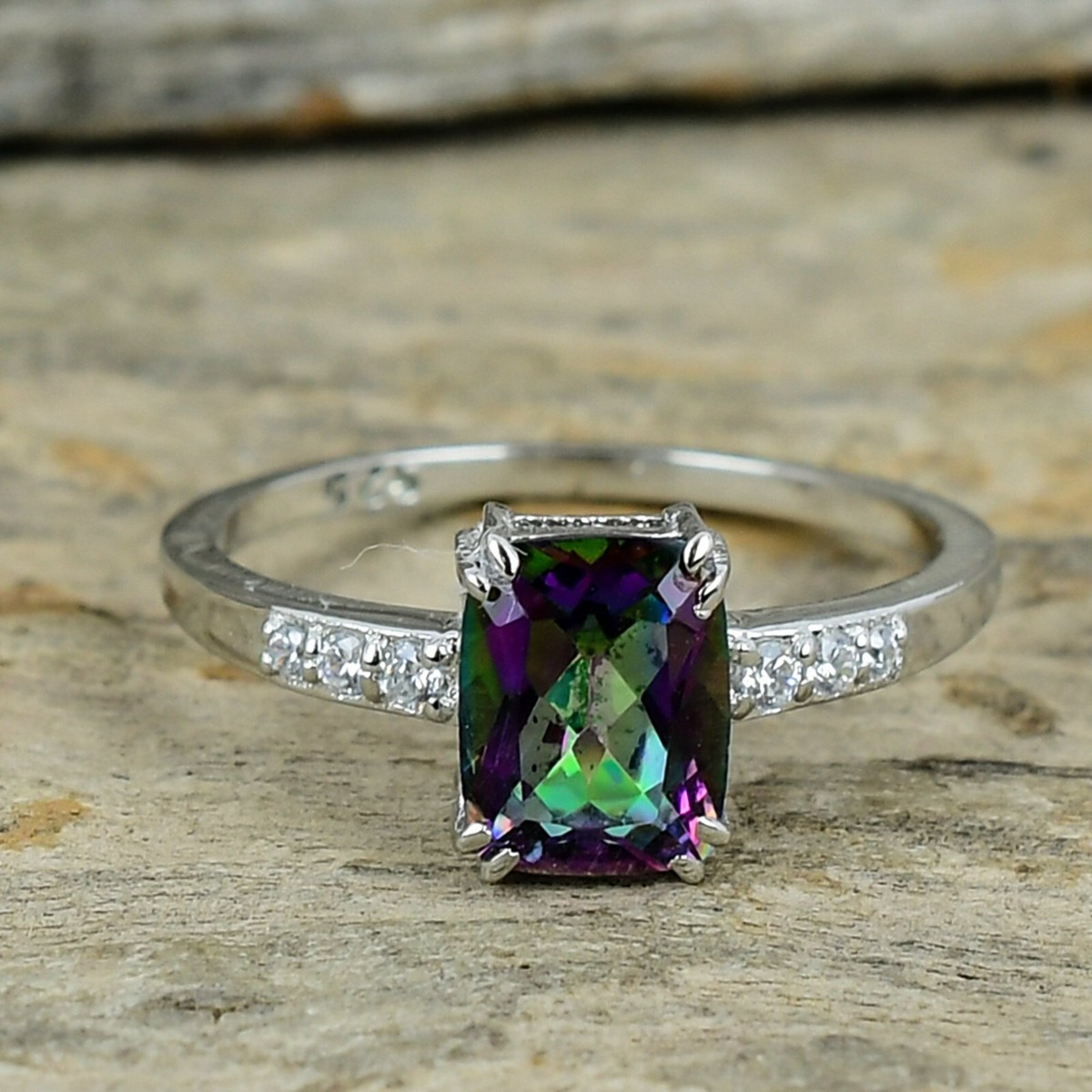 Mystic Topaz Ring 925 Sterling Silver Ring For Women Wedding Gift Ring  Dainty