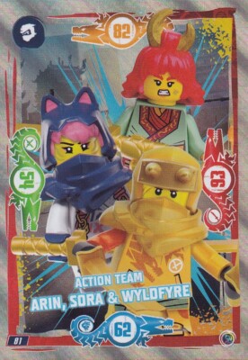 Lego Ninjago Serie 9 TCG Karte Nr. 81 Action Team Arin, Sora