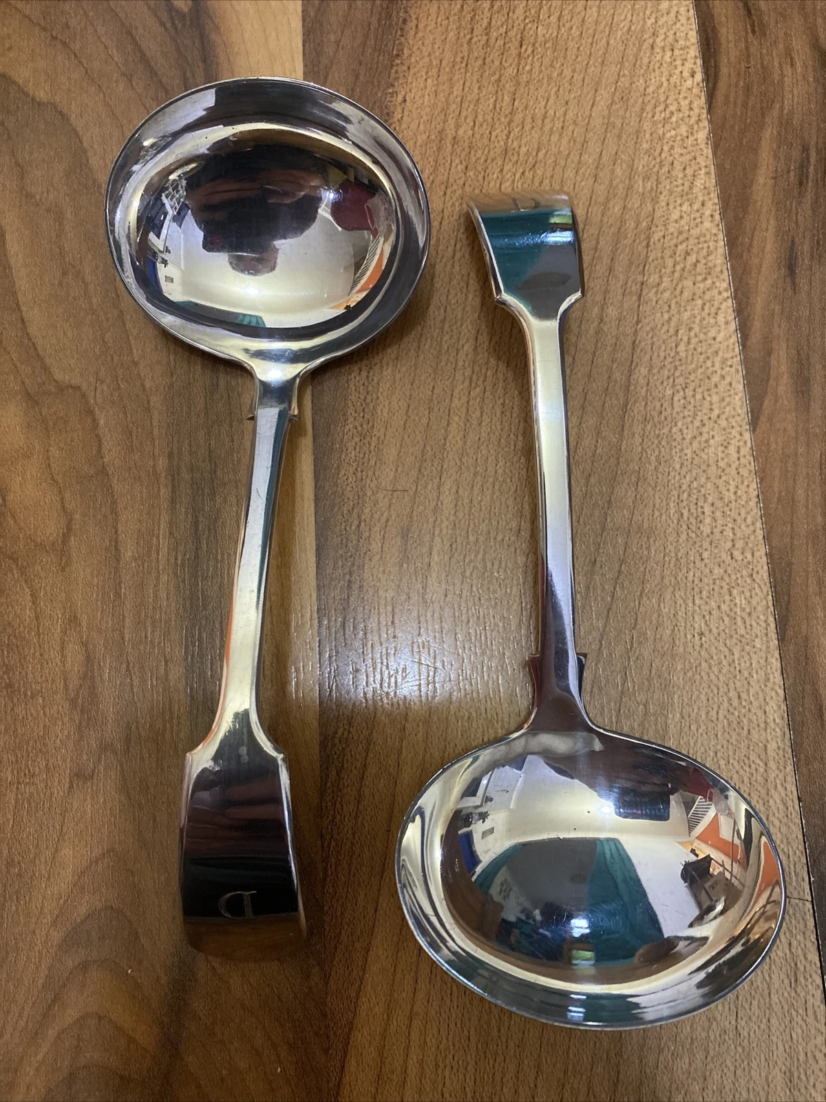 Pair Of henry abrahams electroplated fiddleback Sauce Ladles