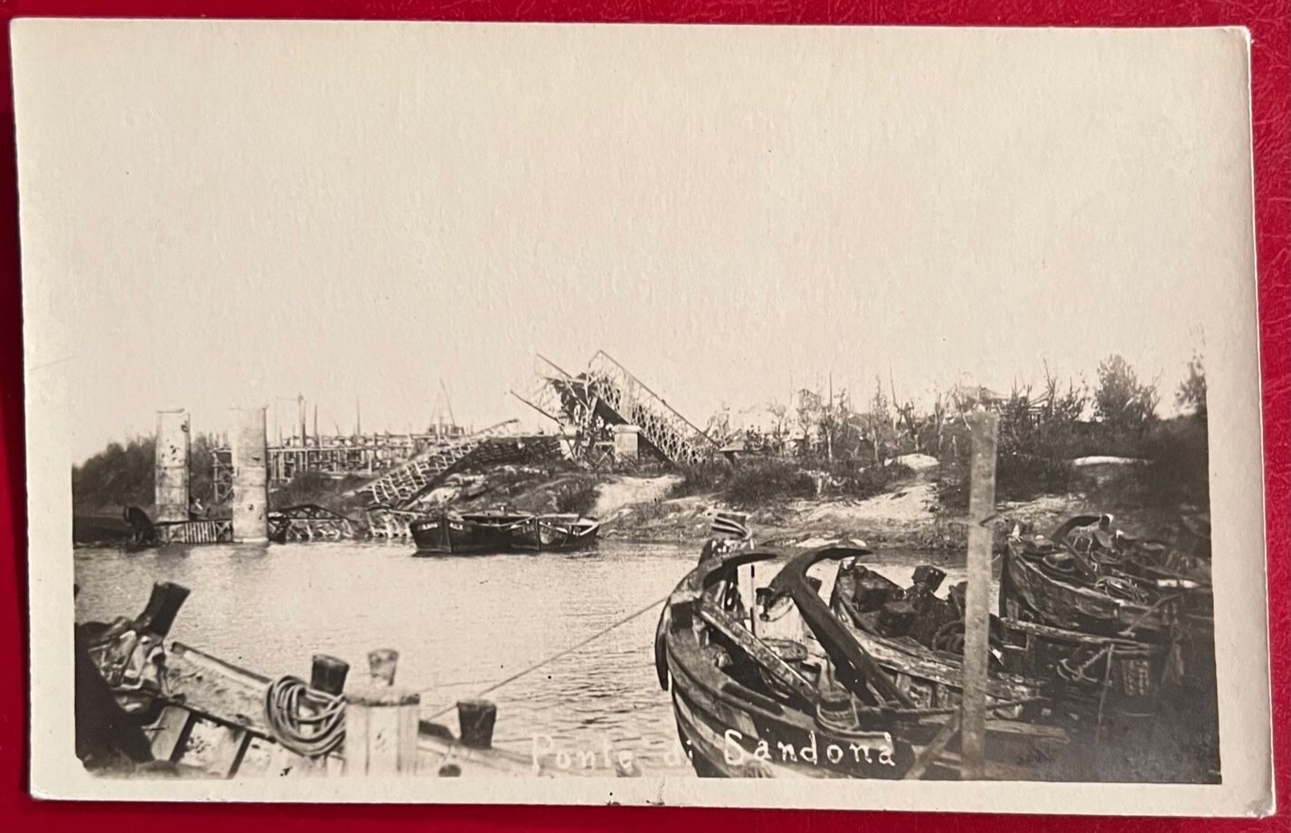 FOTO CARTOLINA D' EPOCA-SAN DONA' DI PIAVE (VE) "PONTE IN COSTRUZIONE"