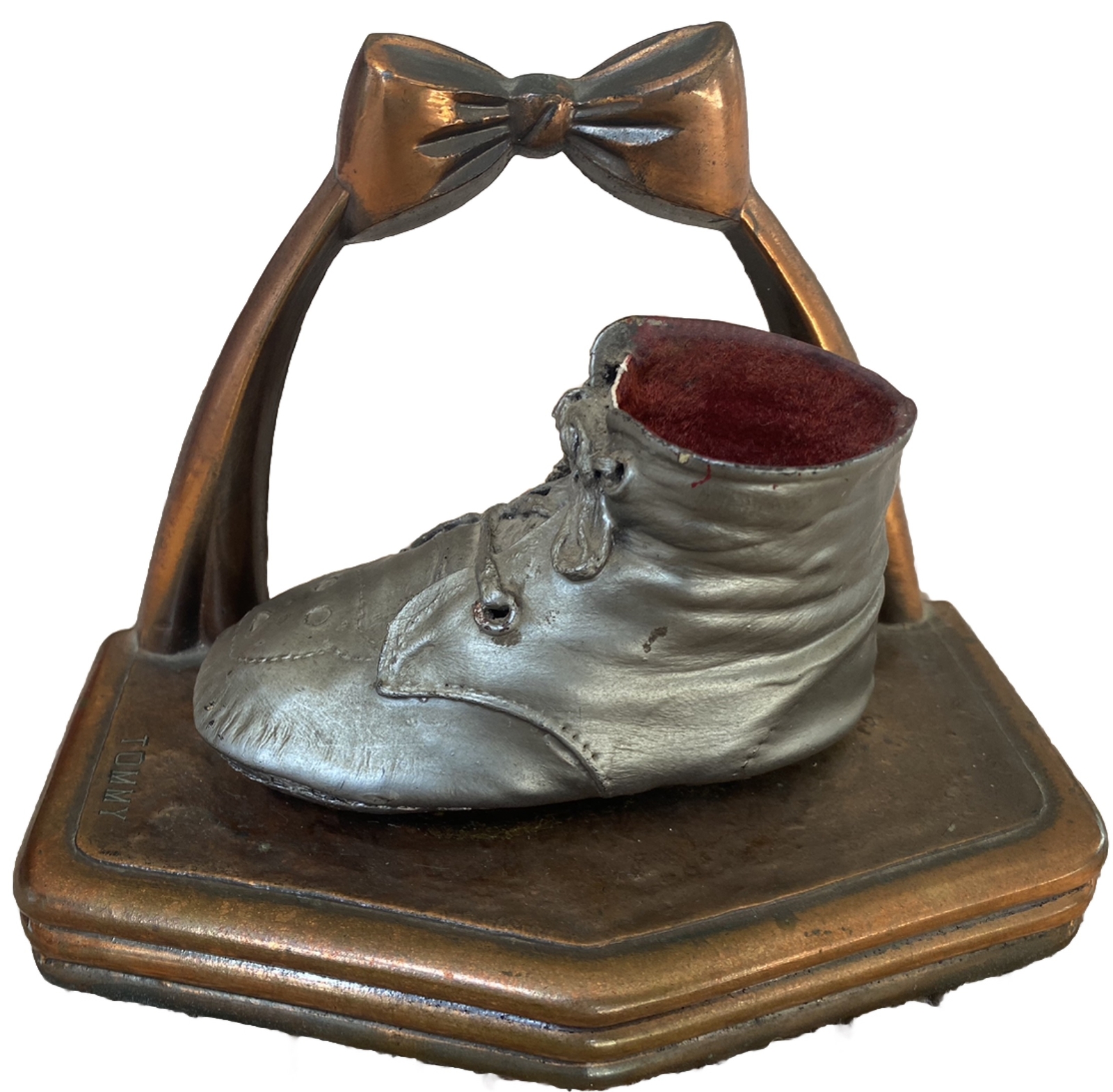 VINTAGE BRONZED BABY SHOE BOOKEND Silver Baby Shoe eBay
