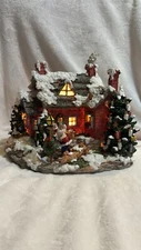 Christmas Village Decor Santa Visiting Christmas Eve House 2009 Gift Idea