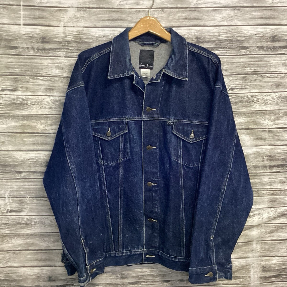 Vintage Sean John Trucker Jacket Mens 3XL Blue Dark Wash Denim Hip