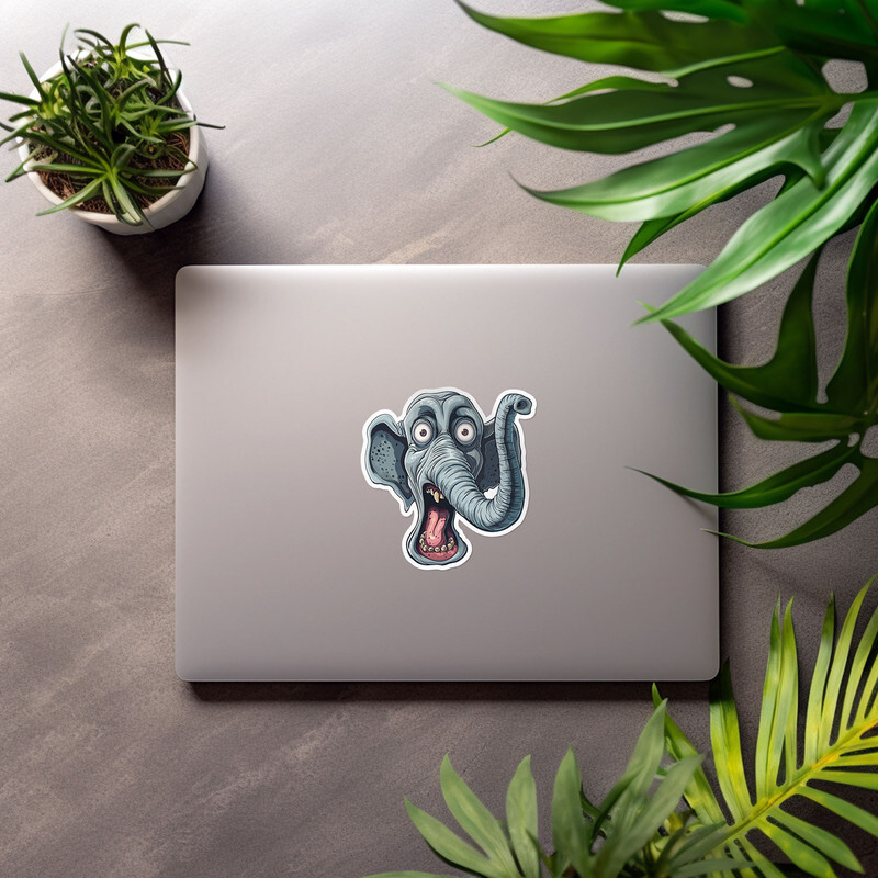 Autocollant Vinyle Déco Éléphant Humoristique - 10 X 15 Cm - Multicolore - Réf. PRPE0870 - Neuf