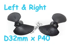 2pairs(4pcs) D32xP40 2-Blade Nylon RC Boat CW CCW Propeller 1/8"Shaft (US SHIP)