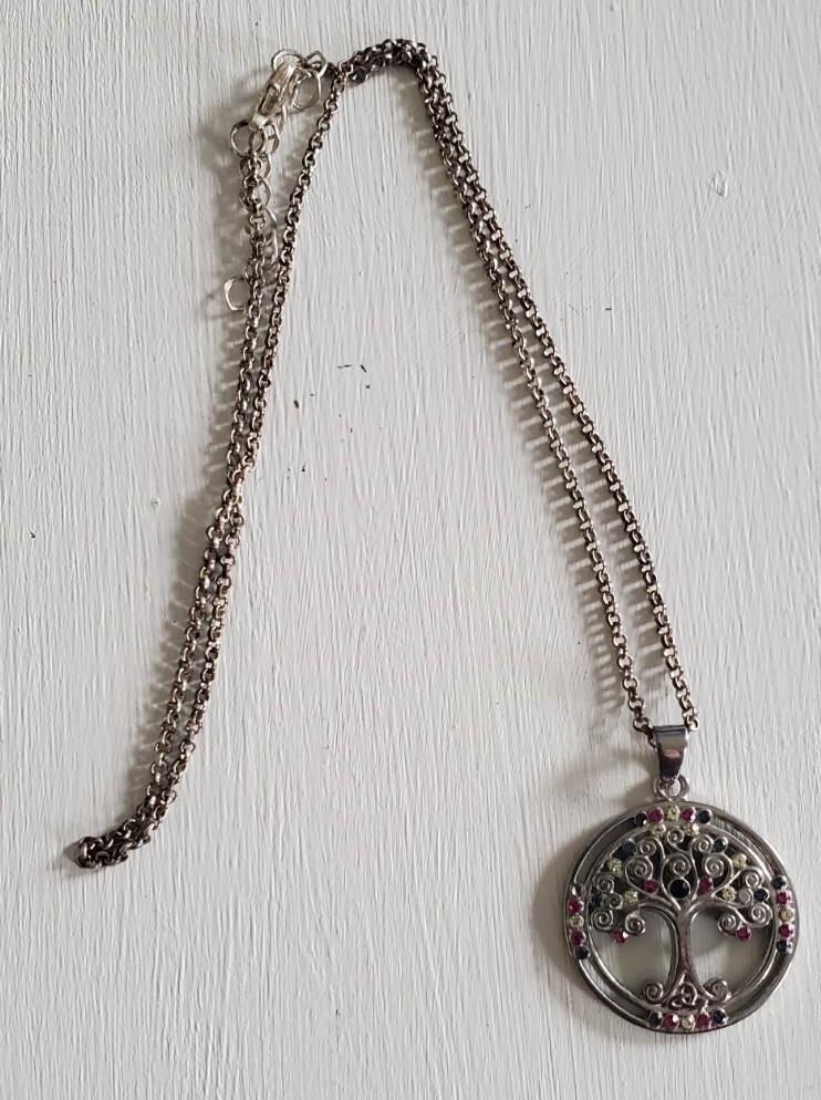 Vintage Solvar Signed Rhinestone Tree Pendant Nec… - image 8