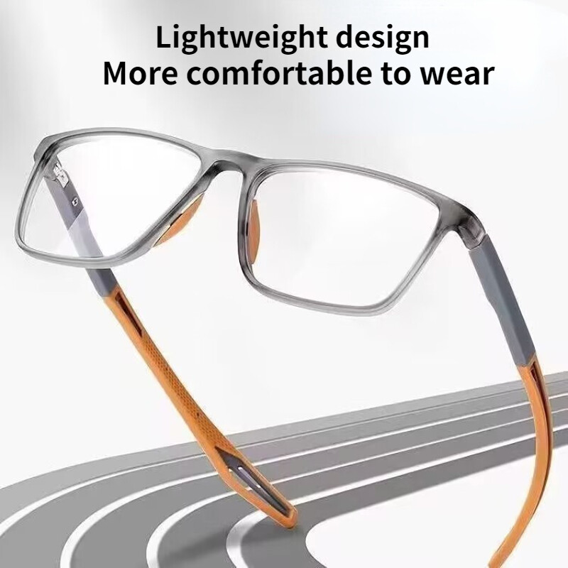 Men's TR90 Anti-Blue Light Square Reading Glasses - Lightweight, Sporty Frame (Model K1119)