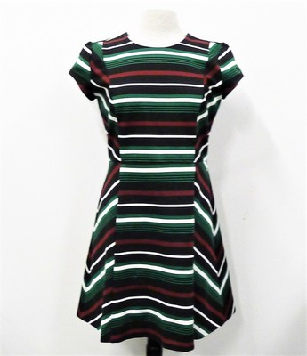 maroon and white striped dress