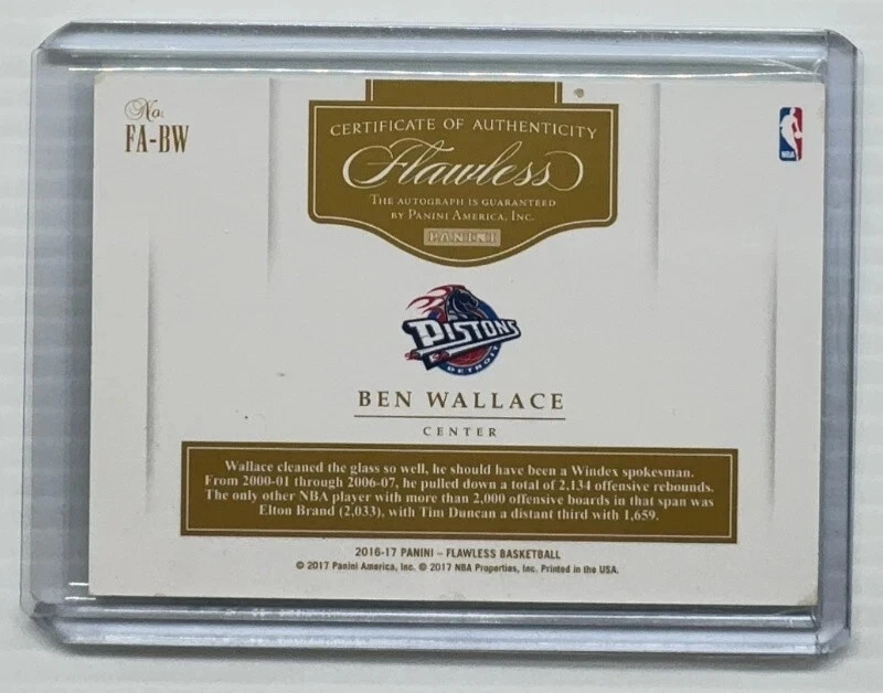 Ben Wallace 2016-17 impecable automático FFA-BW rubí #09/15 mala esquina izquierda Foto 2 de 2