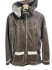 Kuhl Projekt Women's Small Dani Sherpa Fleece Full-zip Hooded Jacket Euc Oak