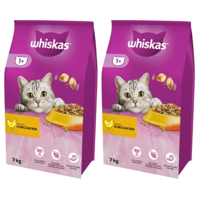 Whiskas Adult 2 x 7kg - Trockenfutter für Katzen mit Huhn und Gemüse