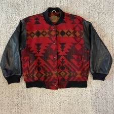 Vtg Woolrich Usa Size S Mens Wool Leather Southwest Varsity Bomber Jacket Aztec