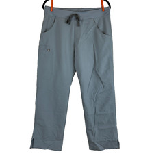 Figs Scrub Pants M Light Blue Elastic Tie Waist Straight Leg