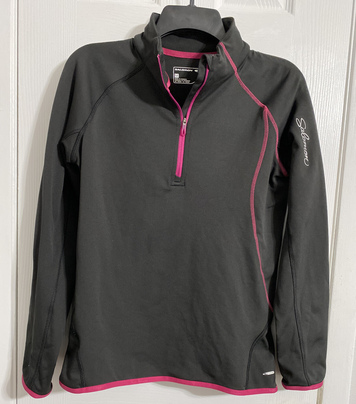 Salomon Donna Activewear Pullover Giacca Mezza Zip Nero Taglia M