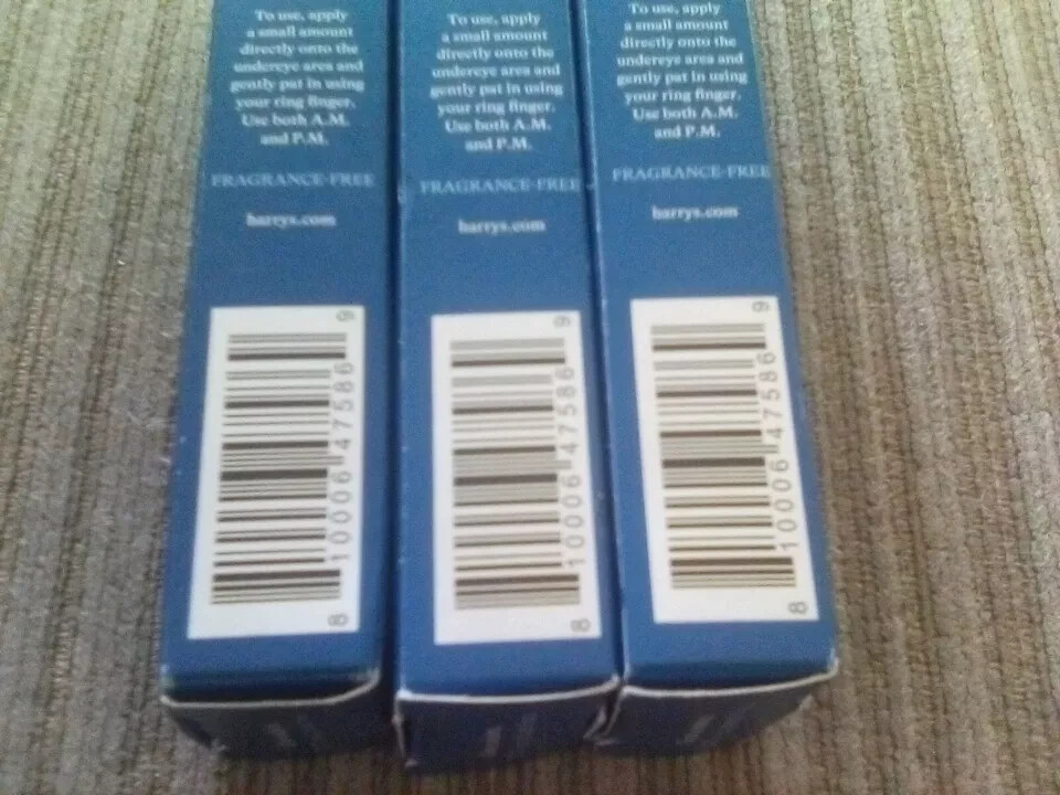 Harry's 3 Brightening Eye Cream .5oz Fragrance Free Reduces Dark Circles depuff eBay