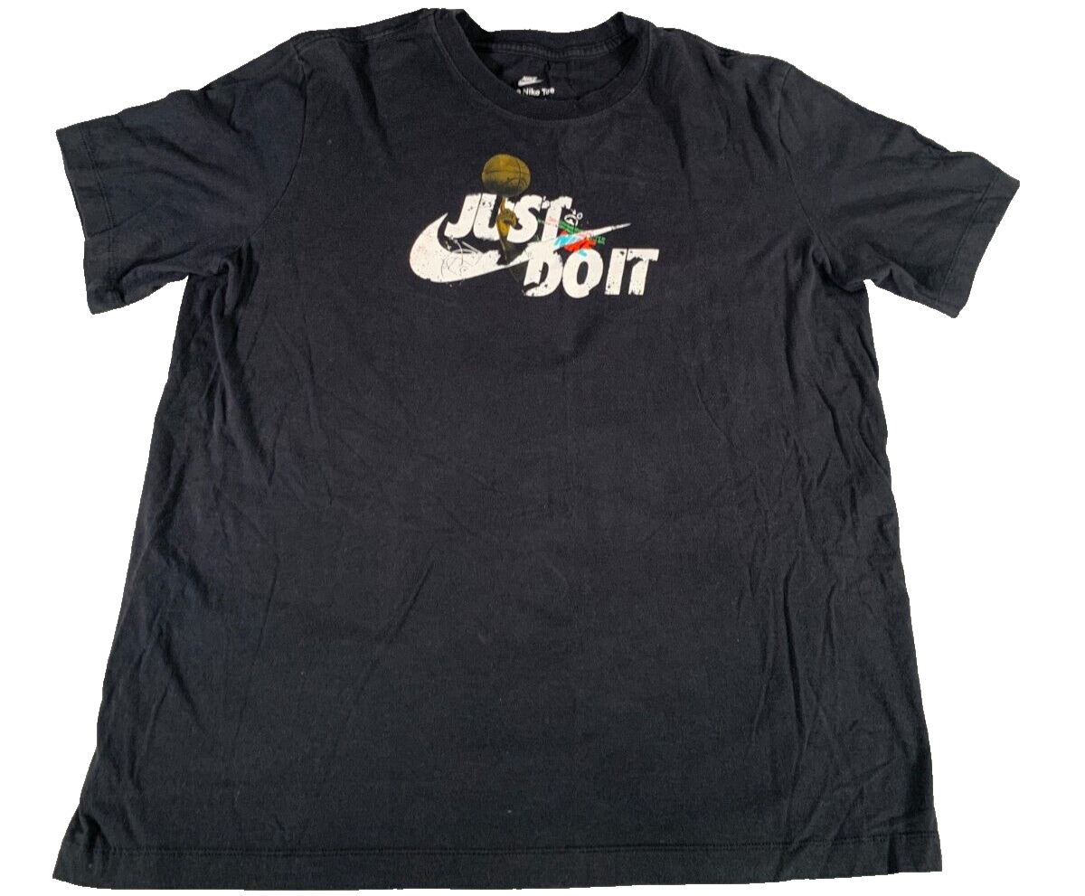 Nike Just Do It Tee Black Men's Large Graphic T-Shirt Casual Athletic 5231