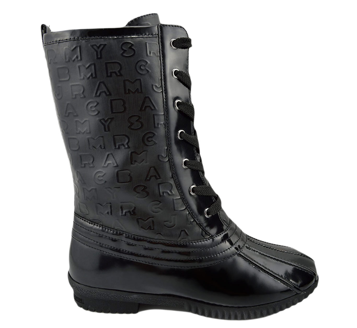 495 MARC JACOBS Black Leather RAINPROOF Mid Calf Fur Boots Shoes NEW