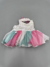 Build A Bear Clothing Halter Dress White W/ Rainbow Colored Bottom 2018