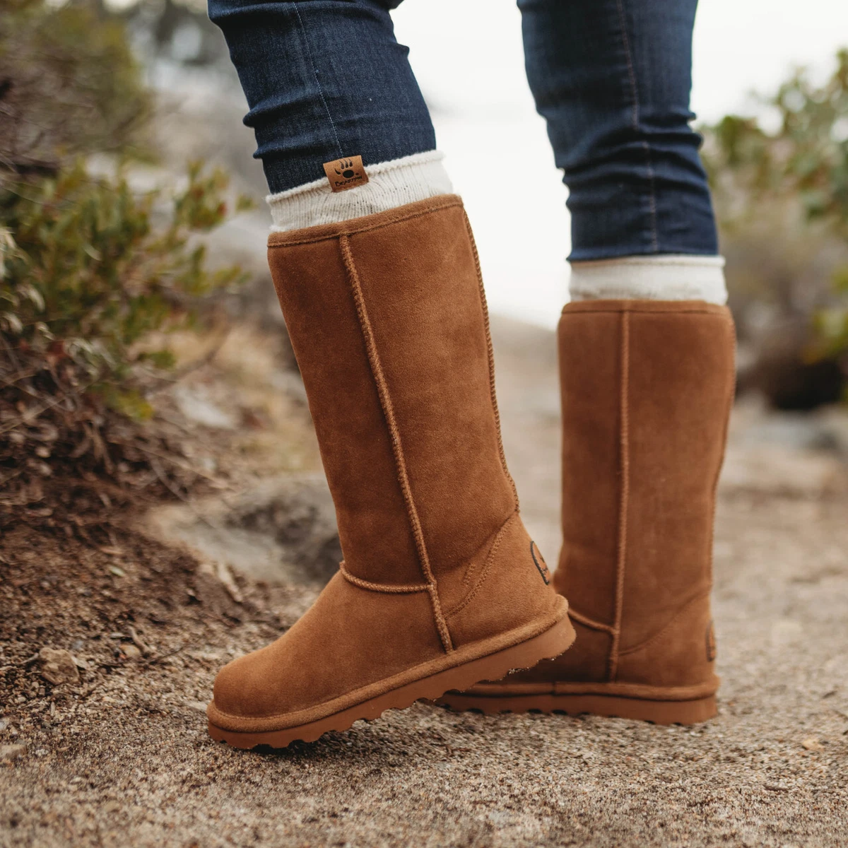 Woman Bearpaw Elle Tall Boot 1963W Hickory II Suede Boots 100