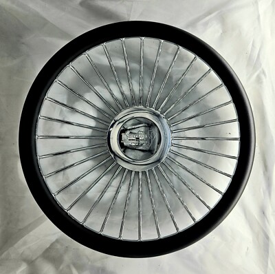 DAYTON CHROME WIRE STEERING WHEEL WITH HORN BUTTON, ADAPTER, AND LEATHER GRIP!