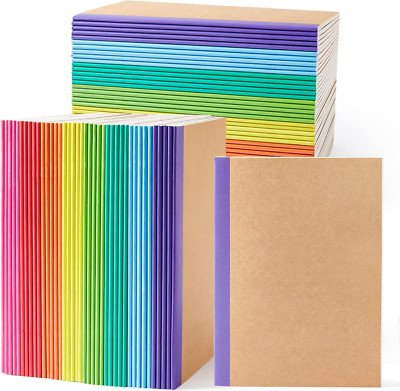 80 Pack Lined Composition Notebooks with Colorful Spines, 60 Pages, A5 Size