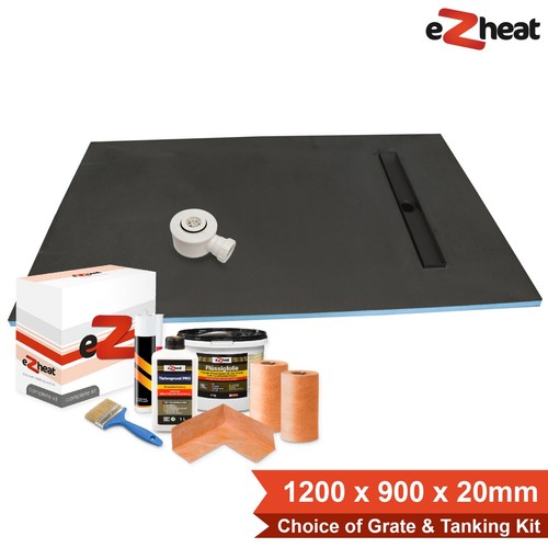 Linear Wet Room Shower Tray Kit 1200 x 900 x 20mm Bathroom Walk In Tile