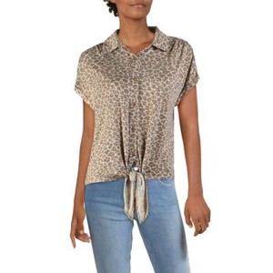 C & C California Womens Leopard Print Tie Front Button-Down Top Shirt BHFO 4074 | eBay