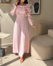 Sparkle Pleat Flower A-line Square Neck Midi Prom Gowns Classic Evening Dresses