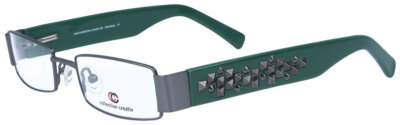 Collection Creativ 1238 500 Vollrandbrille in Grau mit grünen Bügeln und Nieten