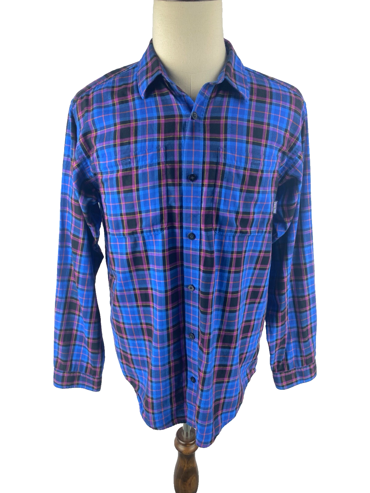 Patagonia Mens M Blue Plaid Organic Cotton Flannel Shirt Gorpcore 53837-image