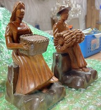 Qty 2 - Hand Carved Solid Wood Carving