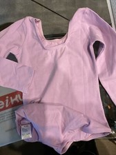 Girls Dance Leotard Sz Small 6-7 Lavender Long Sleeve 95 Cotton 5 Spandex