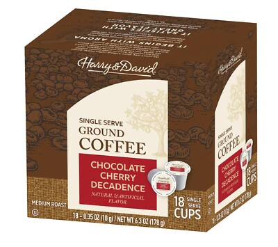 Harry & David Coffee, Chocolate Cherry Decadence, 18 count box