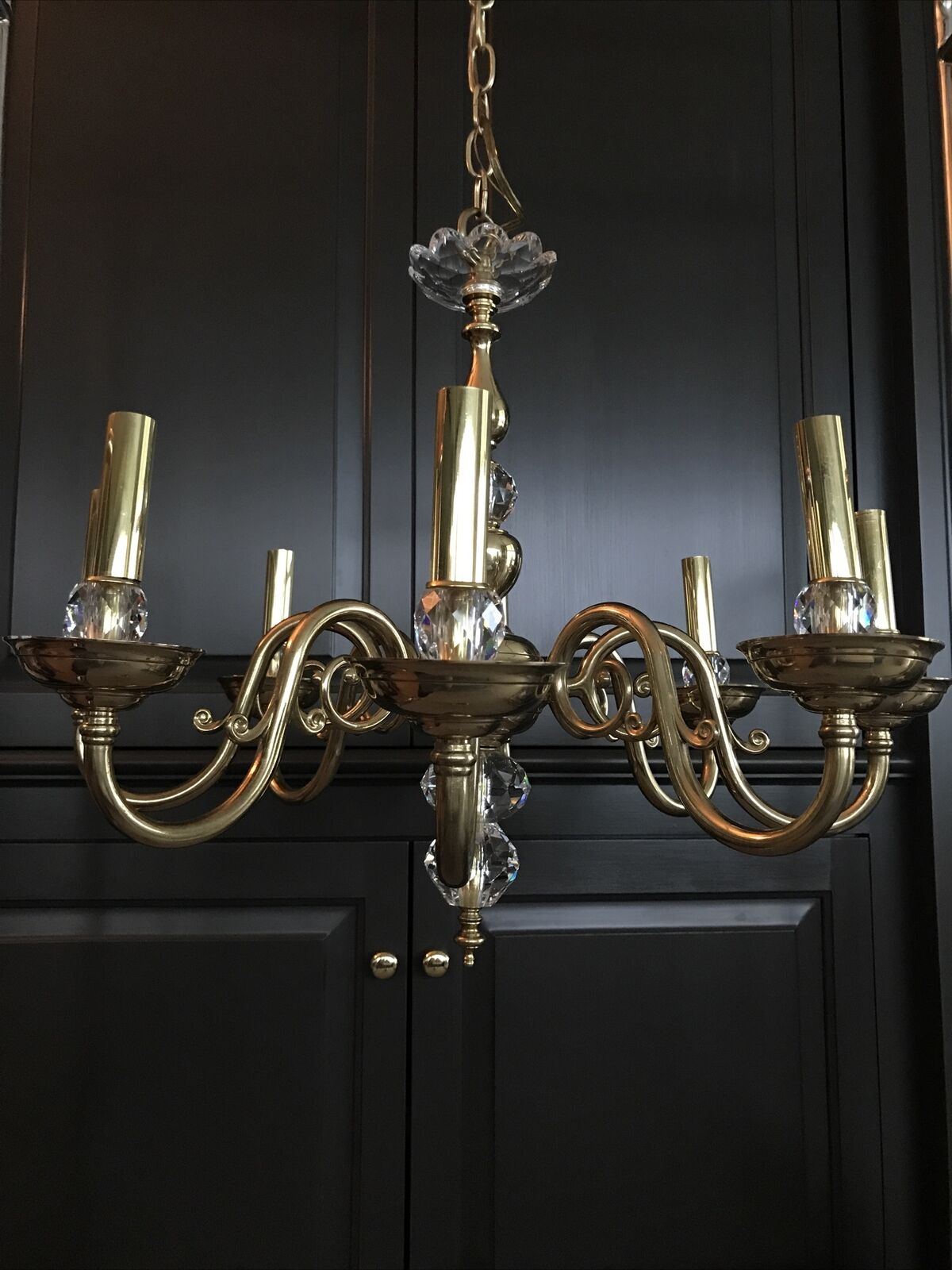 BEAUTIFUL Stately Brass Chandelier by Georgian Art Lighting Designs 25"
