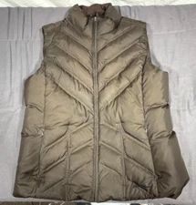 Eddie Bauer Premium Goose Down Dark Brown Puffer Vest Men's XL